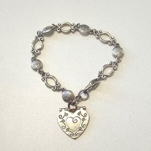 Brighton Heart Charm Bracelet Silver tone 6.5"